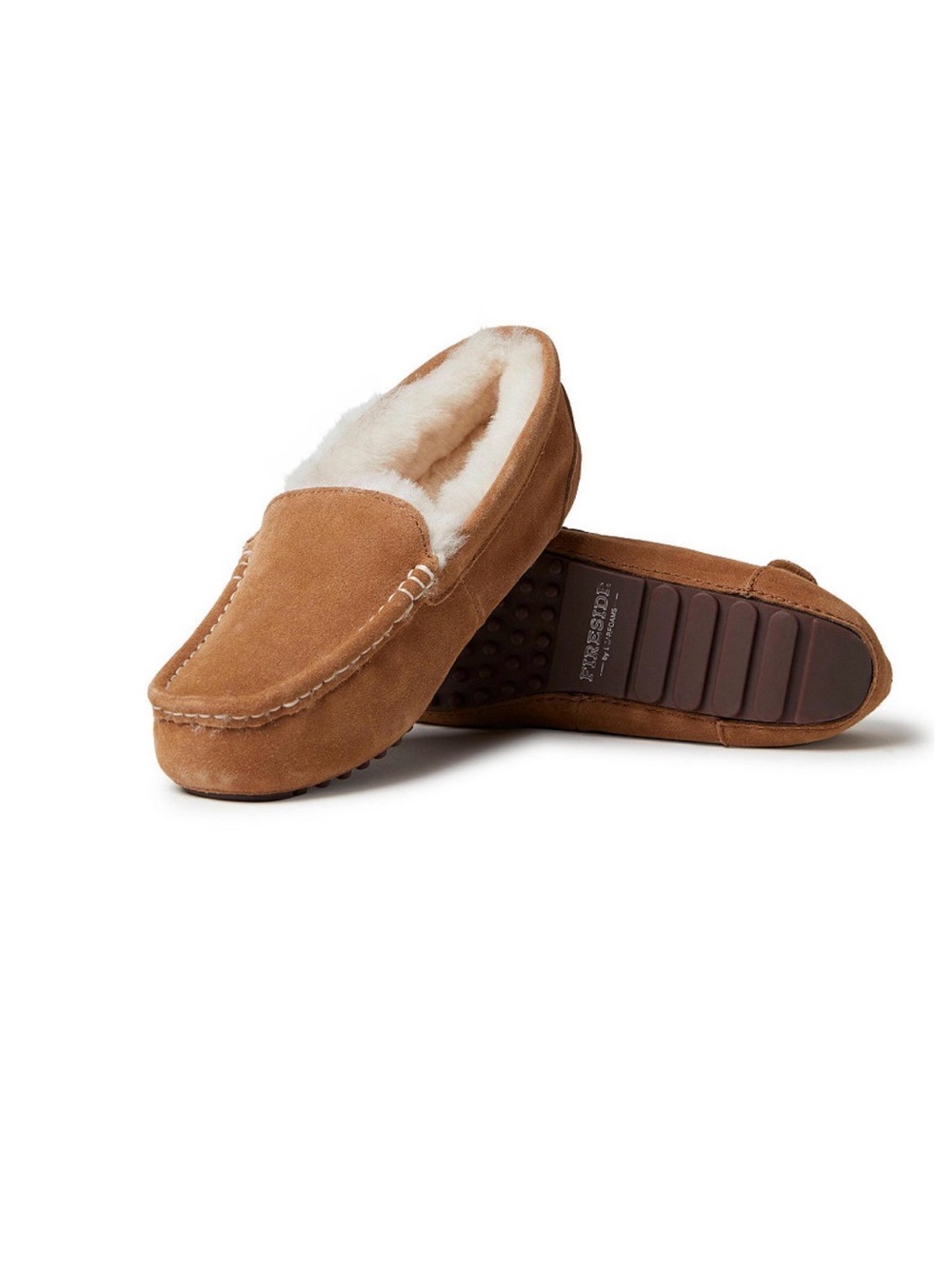 Fireside Chestnut Suede Shearling-Lined Slip-On Moccasin 11W